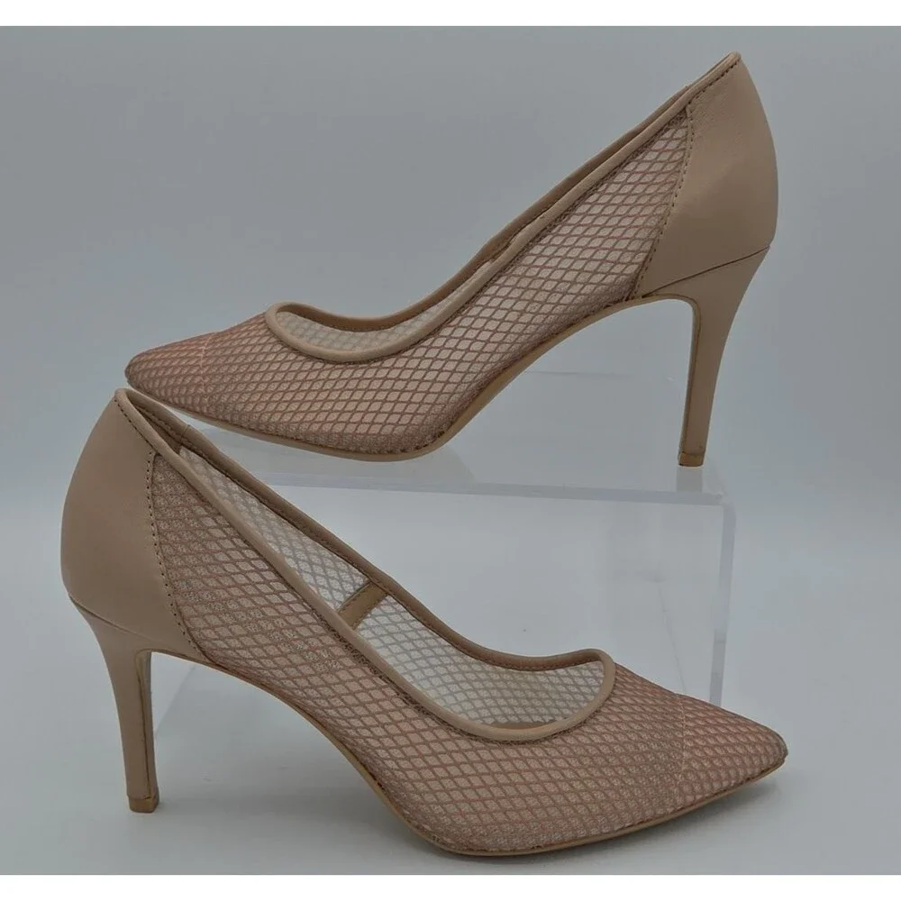 Karl Lagerfeld Paris NOS Rani Nude Mesh/Leather High Heels/Pumps Sz 6.5